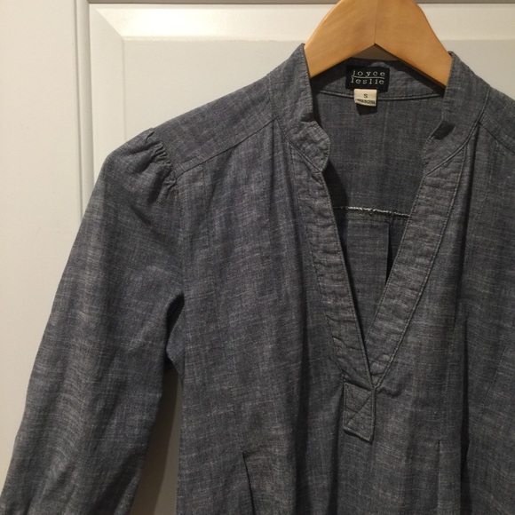 Joyce Leslie Grey Heavy Linen Blend Dress Pockets - Picture 2 of 5